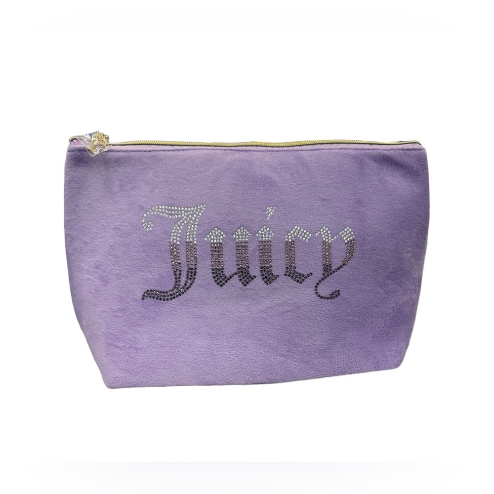 Juicy Couture Makeup Bag Velour Lavender  Includes 1 Travel Toiletry Bottle NWT